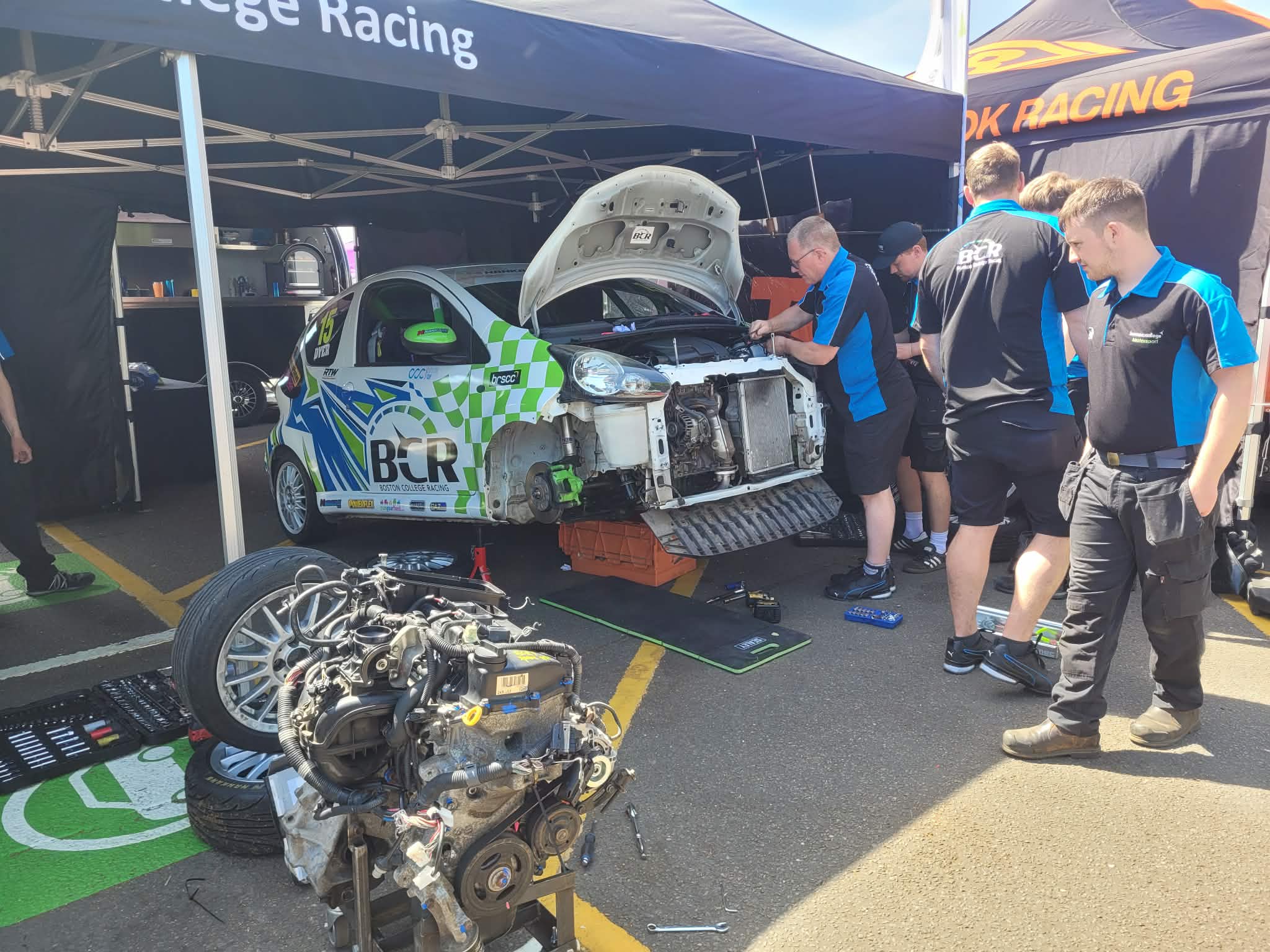 BCR used the afternoon to make some tweaks to Andrew Dyers Toyota Aygo in preparation for the main races on Sunday. 