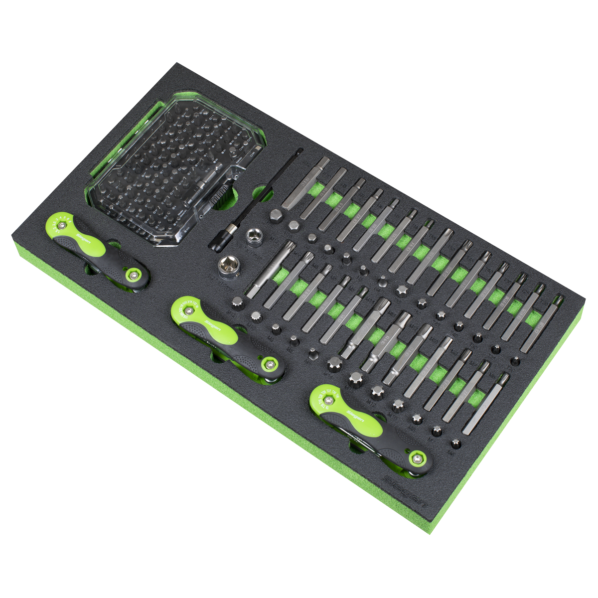 Siegen Specialised Bit Set & Folding Hex Keys with Tool Tray 170pc S01275 - BostonPlates Autocare Centre