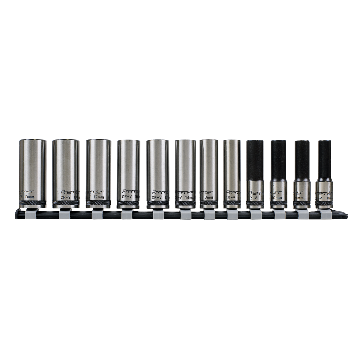 Sealey Premier Black Deep Lock-On™ Socket Set 3/8"Sq Drive 12pc AK2744B - BostonPlates Autocare Centre