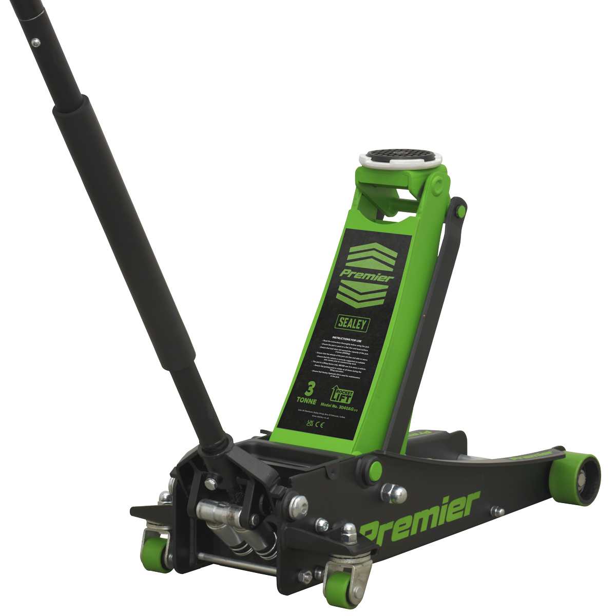 Premier Low Profile Trolley Jack with Rocket Lift 3 Tonne - Green 3040AG - BostonPlates Autocare Centre