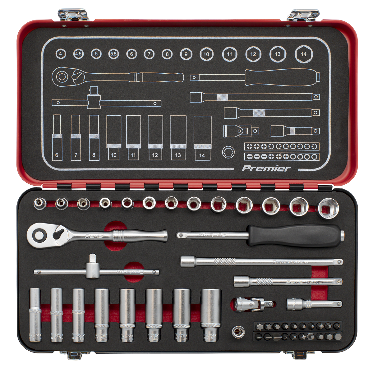 Sealey Premier Platinum Socket Set 1/4"Sq Drive 49pc AK7920 - BostonPlates Autocare Centre
