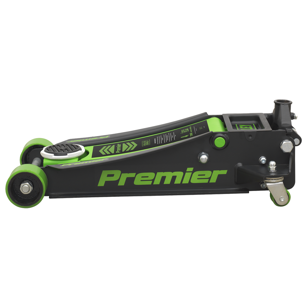 Premier Low Profile Trolley Jack with Rocket Lift 4 Tonne - Green 4040AG - BostonPlates Autocare Centre