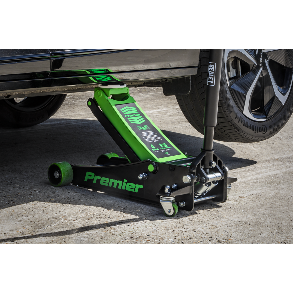 Premier Low Profile Trolley Jack with Rocket Lift 4 Tonne - Green 4040AG - BostonPlates Autocare Centre