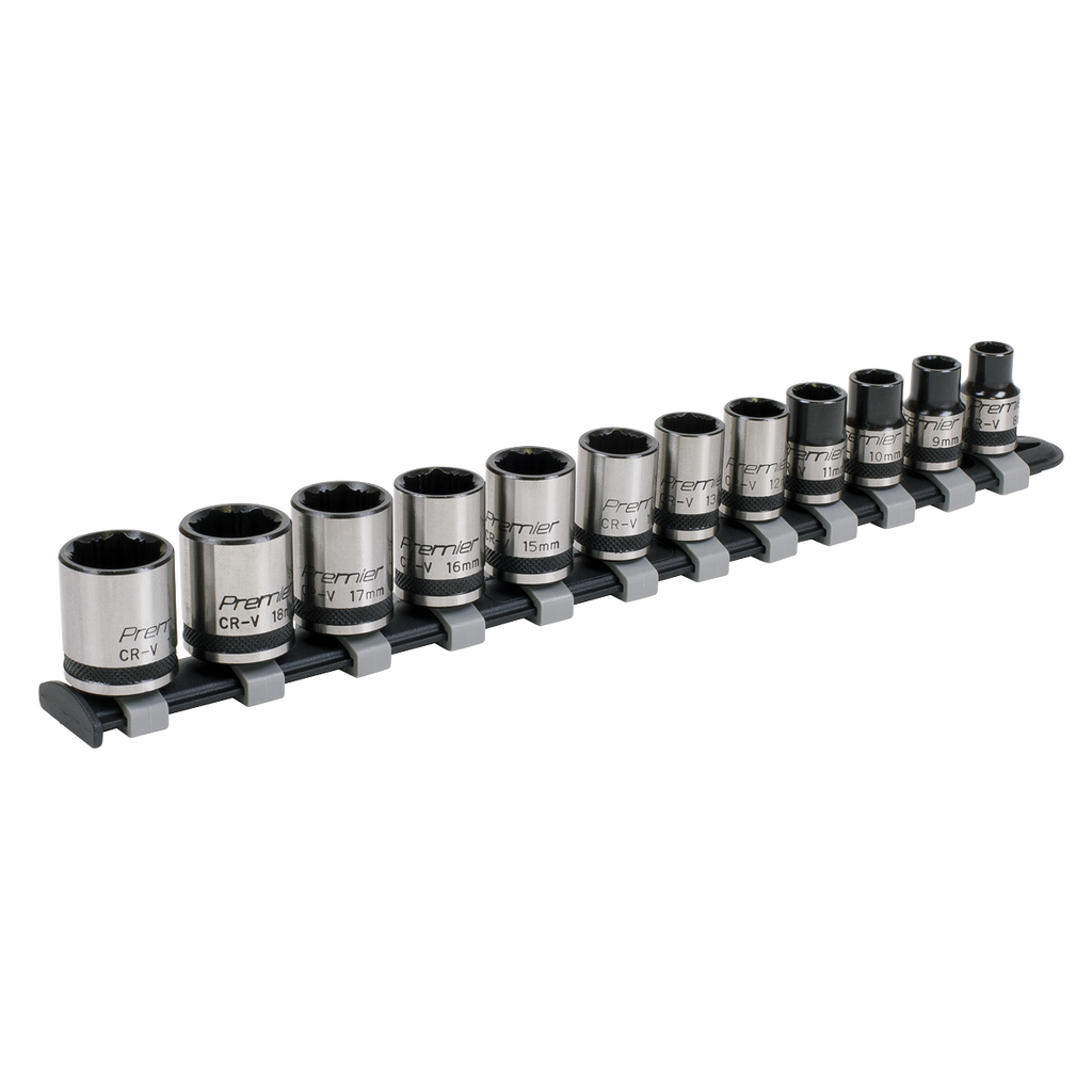 Sealey Premier Black Lock-On™ Socket Set 3/8"Sq Drive 12pc AK2741B - BostonPlates Autocare Centre