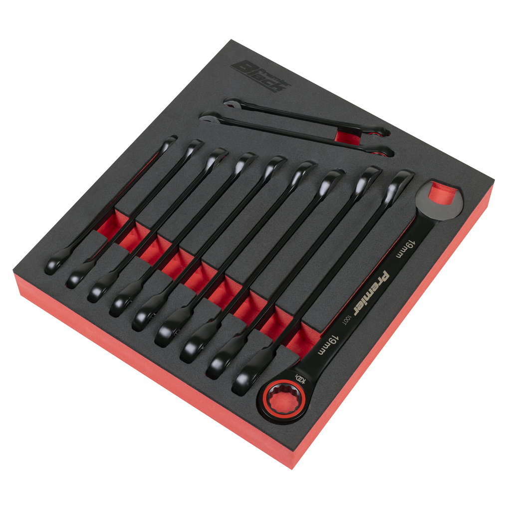 Sealey Premier Black Combination Ratchet Spanner Set 12pc AK63940B - BostonPlates Autocare Centre