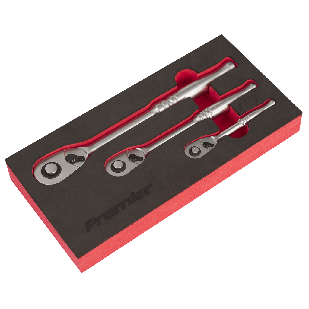 Sealey Premier Platinum Pear Head Ratchet Wrench Set with Flip Reverse 3pc AK7933 - BostonPlates Autocare Centre