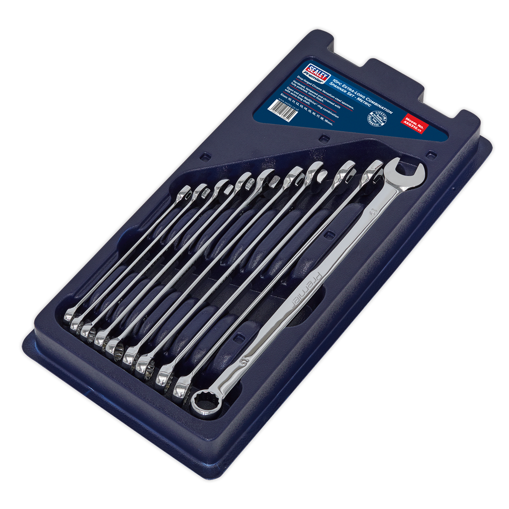 Sealey Premier Extra-Long Combination Spanner Set 10pc AK6310 - BostonPlates Autocare Centre