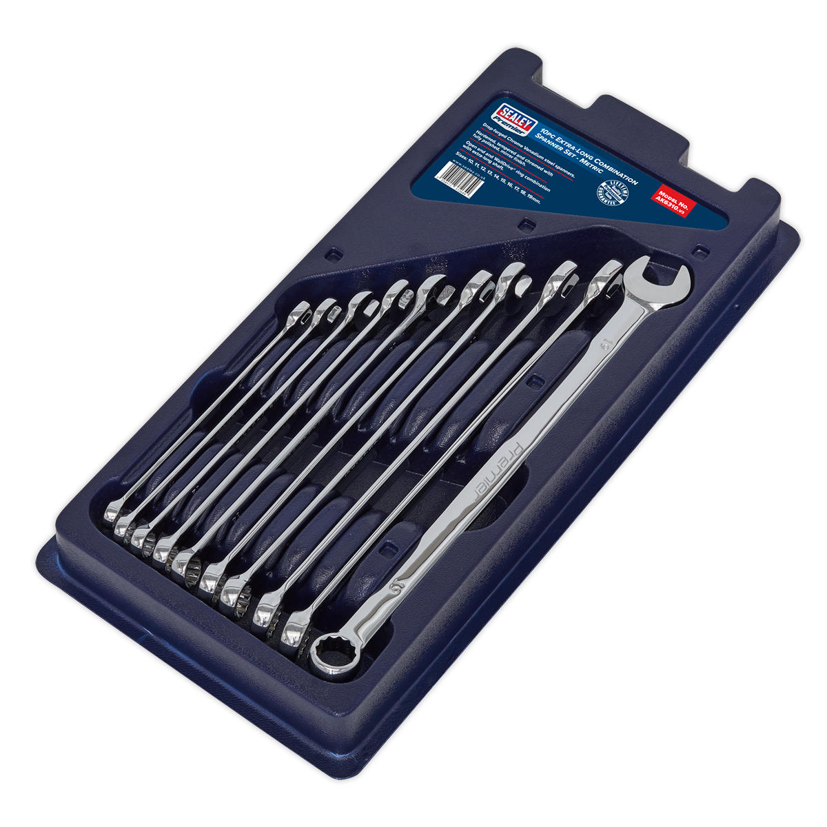 Sealey Premier Extra-Long Combination Spanner Set 10pc AK6310 - BostonPlates Autocare Centre