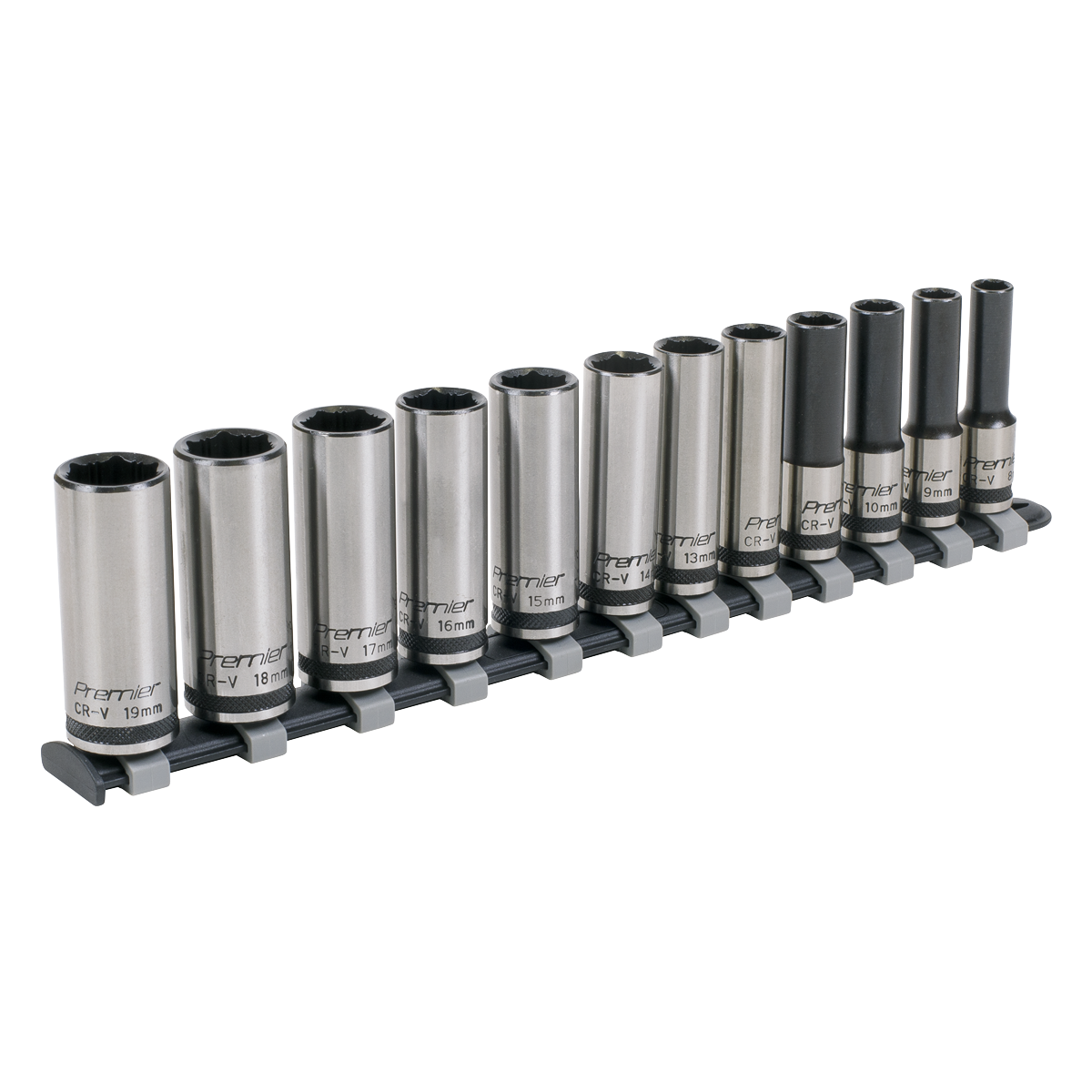 Sealey Premier Black Deep Lock-On™ Socket Set 3/8"Sq Drive 12pc AK2744B - BostonPlates Autocare Centre