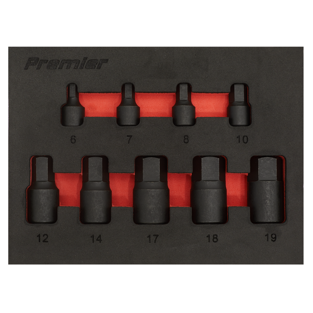 Sealey Premier Low Profile Hex Impact Socket Bit Set 1/4" & 3/8"Sq Drive 9pc AK5525 - BostonPlates Autocare Centre