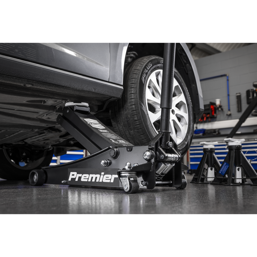 COMING SOON WIN  2x Premier Low Profile Trolley Jack with Rocket Lift 3 Tonne - Black 3040AB worth over £360