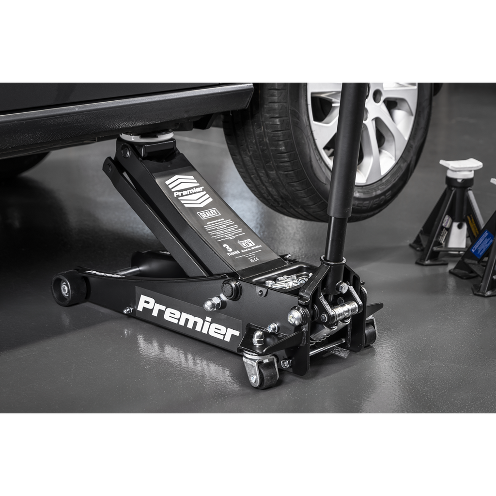 COMING SOON WIN  2x Premier Low Profile Trolley Jack with Rocket Lift 3 Tonne - Black 3040AB worth over £360