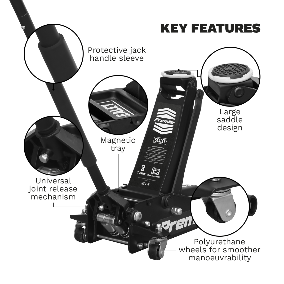 COMING SOON WIN  2x Premier Low Profile Trolley Jack with Rocket Lift 3 Tonne - Black 3040AB worth over £360
