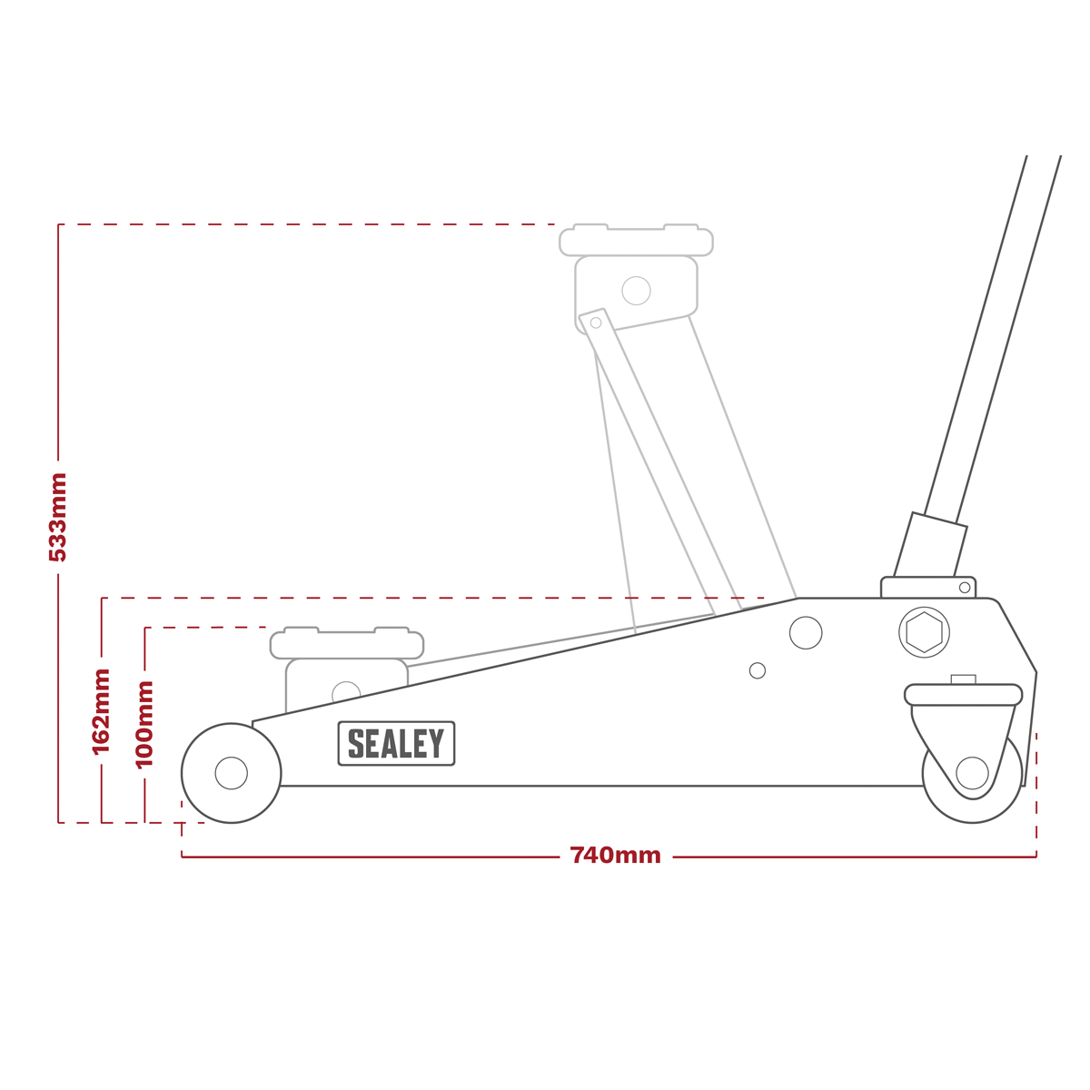 Sealey Premier Low Profile Trolley Jack with Rocket Lift 3 Tonne - Yellow 3040AY