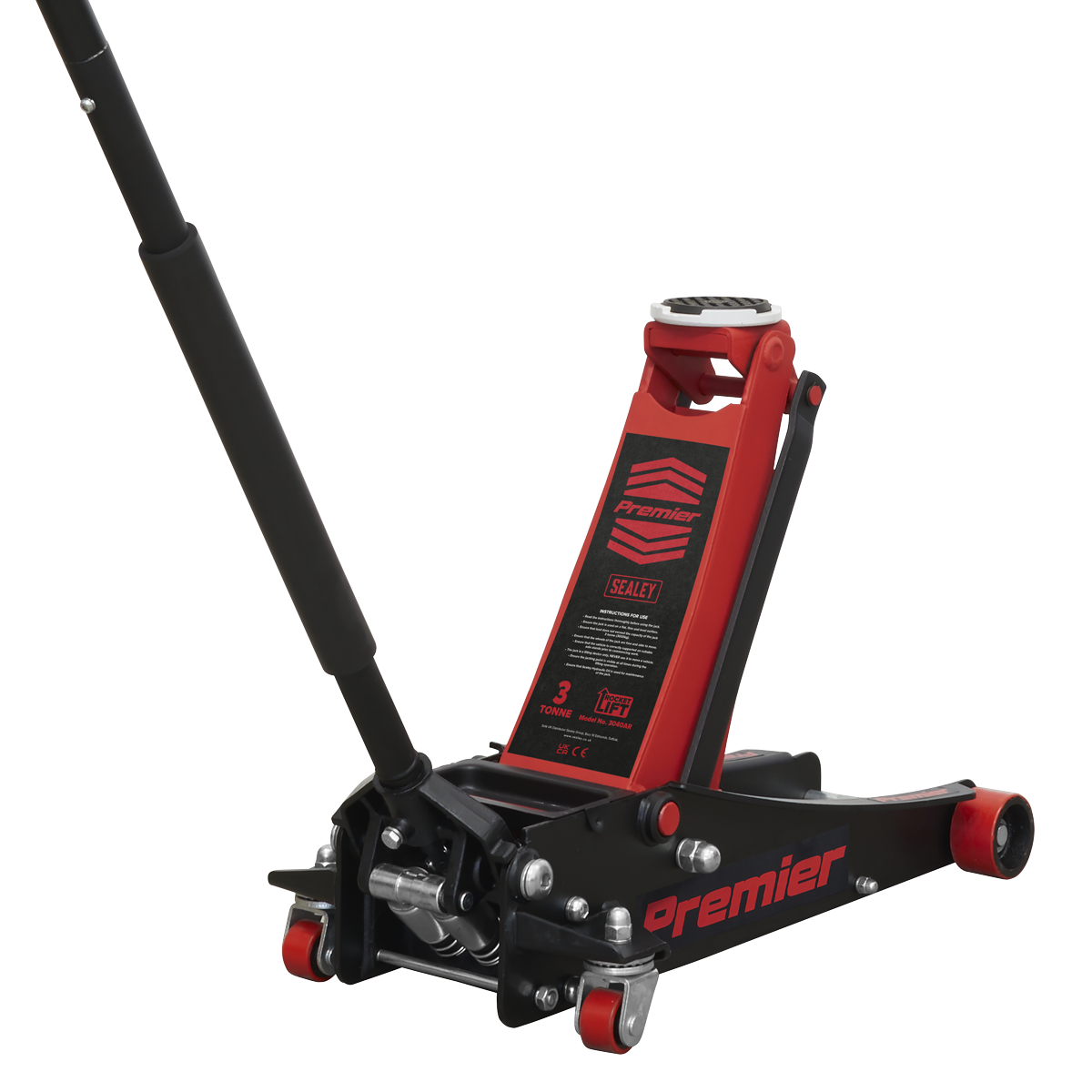 Sealey Premier Low Profile Trolley Jack with Rocket Lift 3 Tonne - Red 3040AR