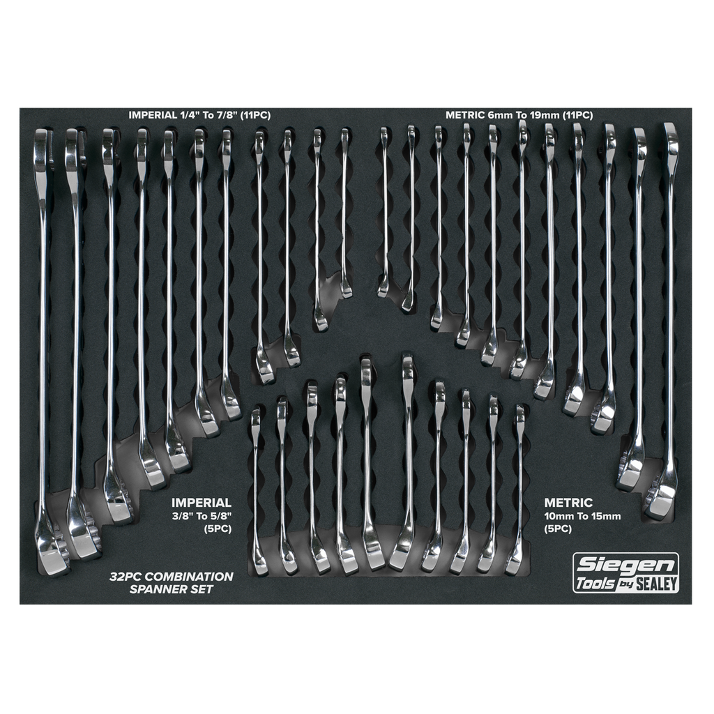 Siegen Metric/Imperial Combination Spanner Set 32pc S01239 - BostonPlates Autocare Centre