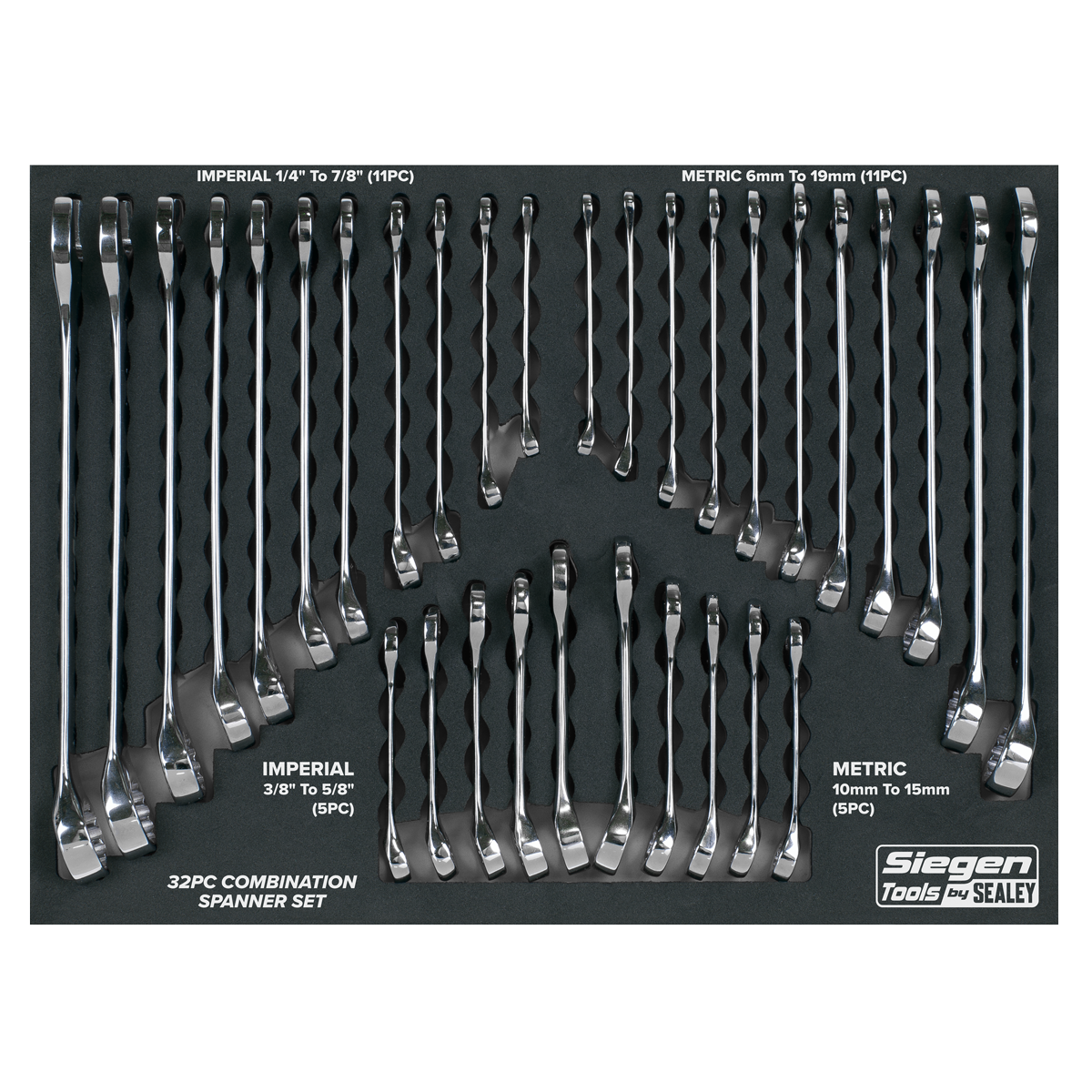 Siegen Metric/Imperial Combination Spanner Set 32pc S01239 - BostonPlates Autocare Centre