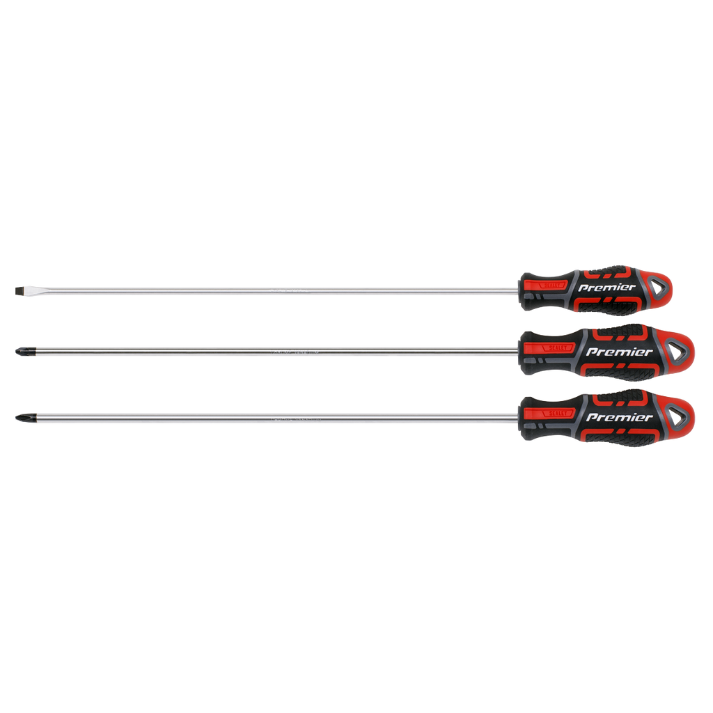 Sealey Premier GripMAX® Extra-Long Screwdriver Set 3pc AK4372 - BostonPlates Autocare Centre