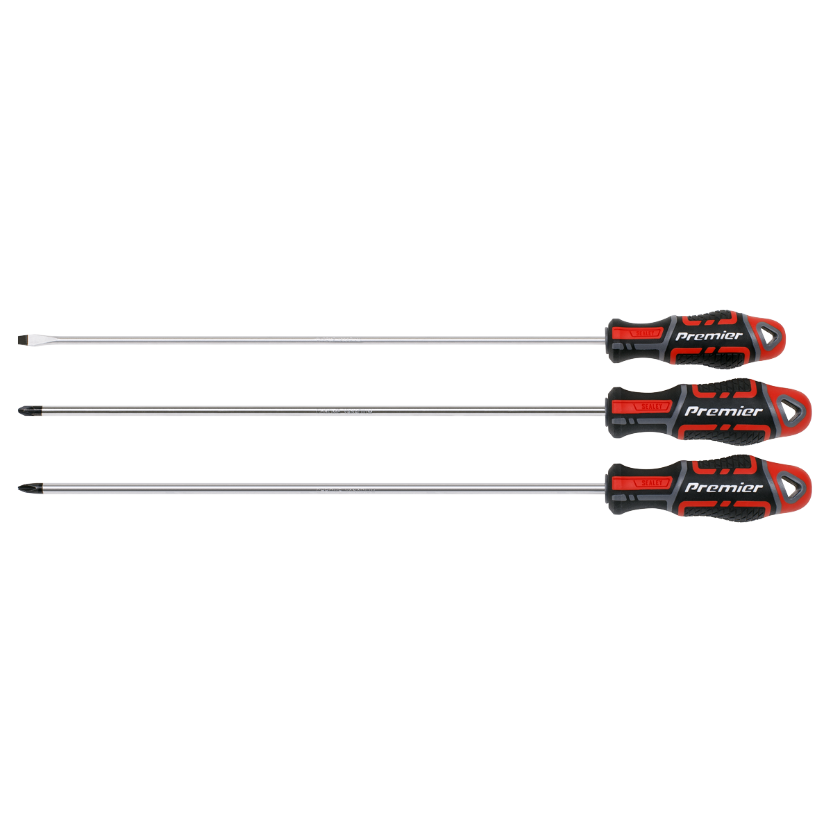 Sealey Premier GripMAX® Extra-Long Screwdriver Set 3pc AK4372 - BostonPlates Autocare Centre