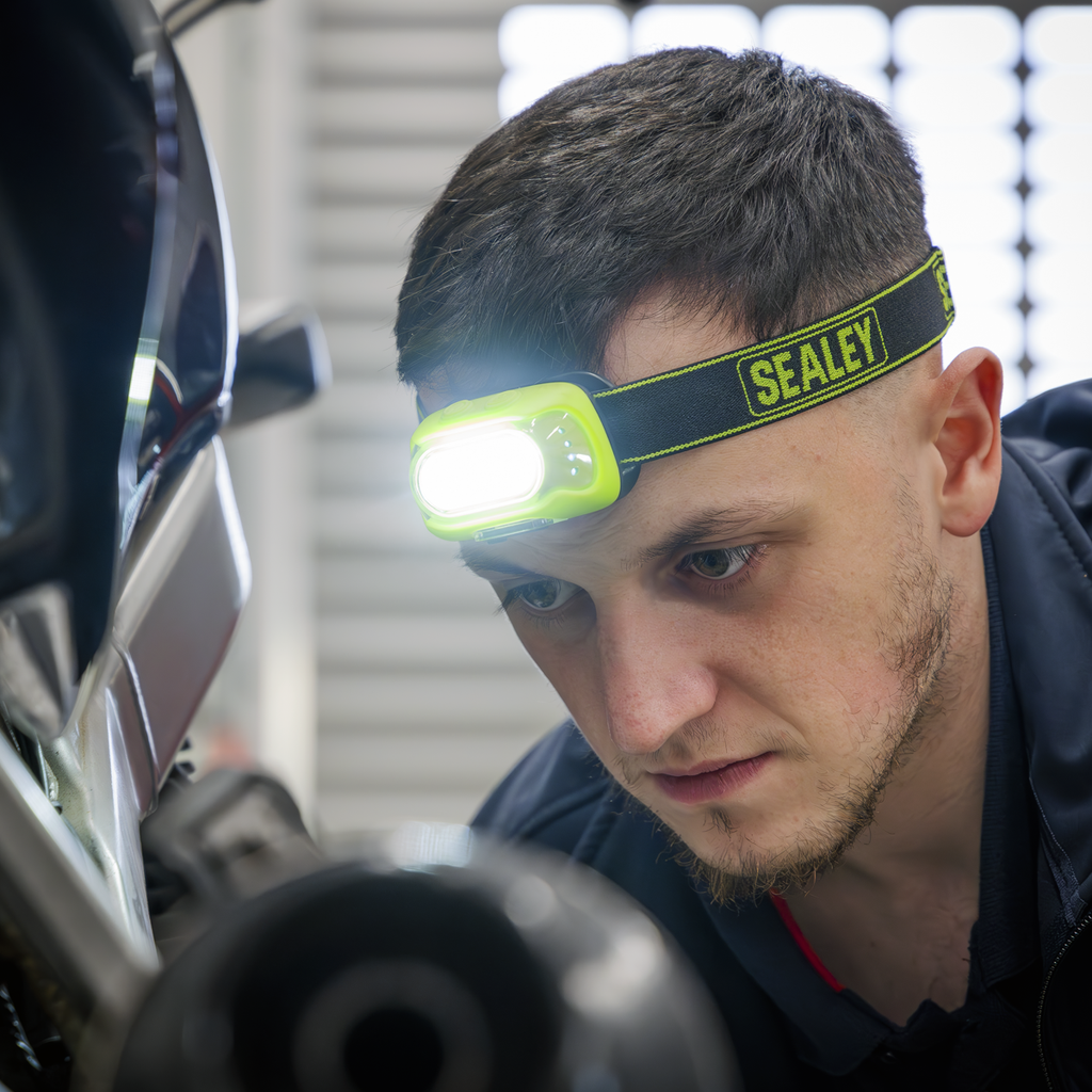 Sealey Rechargeable Head Torch with Auto-Sensor 8W COB LED - Green HT08RG - BostonPlates Autocare Centre