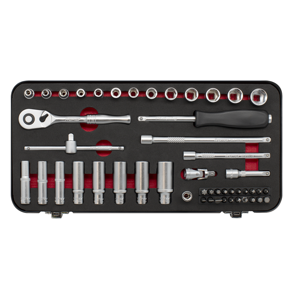 Sealey Premier Platinum Socket Set 1/4"Sq Drive 49pc AK7920 - BostonPlates Autocare Centre