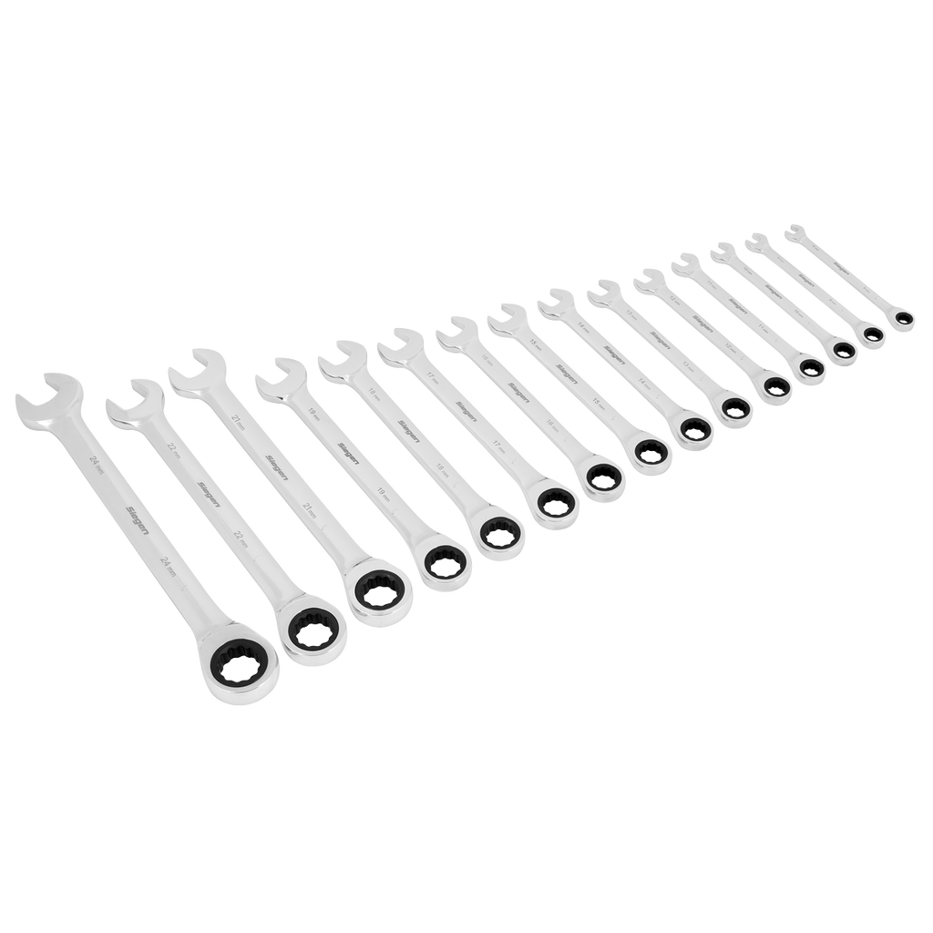 Siegen Combination Ratchet Spanner Set 15pc S01247 - BostonPlates Autocare Centre