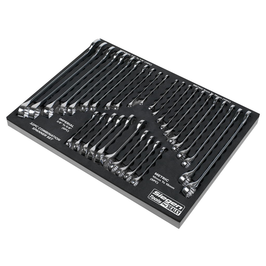 Siegen Metric/Imperial Combination Spanner Set 32pc S01239 - BostonPlates Autocare Centre