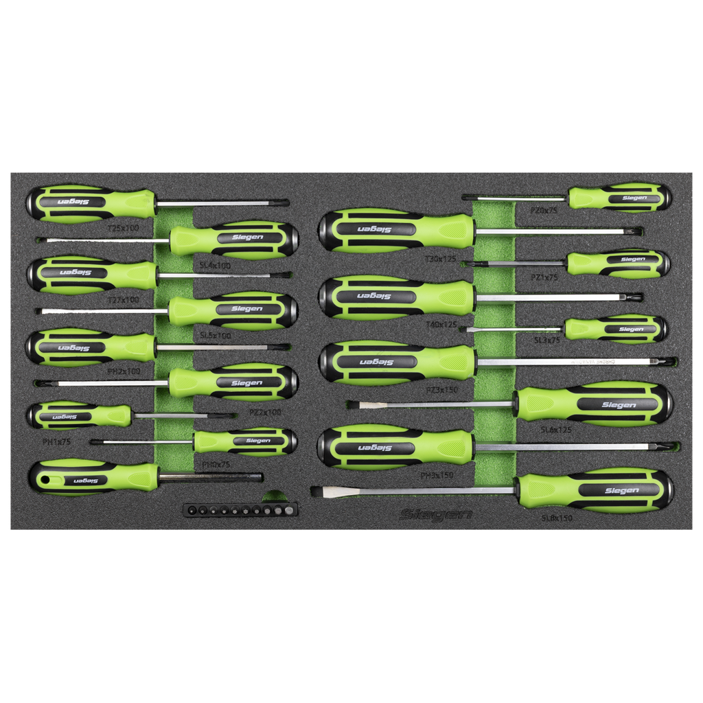 Siegen Hammer-Thru Screwdriver, Bit Driver & Bit Set with Tool Tray 28pc S01281 - BostonPlates Autocare Centre