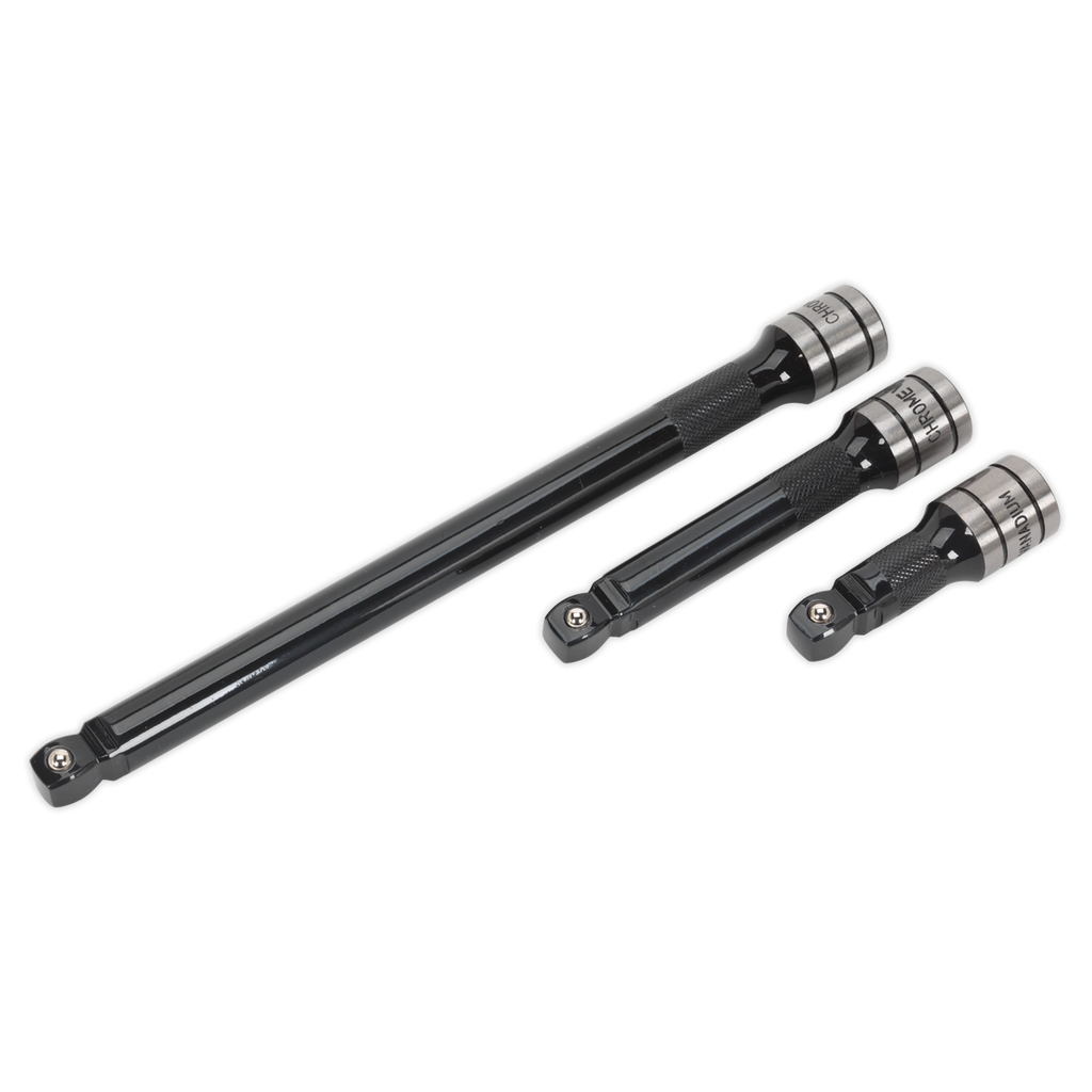 Sealey Premier Black Wobble/Rigid Extension Bar Set 1/2"Sq Drive 3pc AK7692 - BostonPlates Autocare Centre