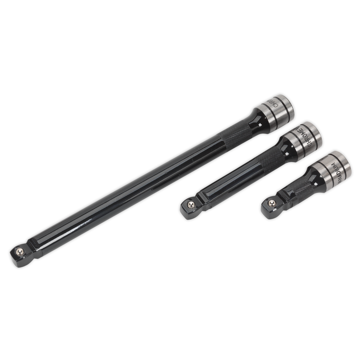 Sealey Premier Black Wobble/Rigid Extension Bar Set 1/2"Sq Drive 3pc AK7692 - BostonPlates Autocare Centre