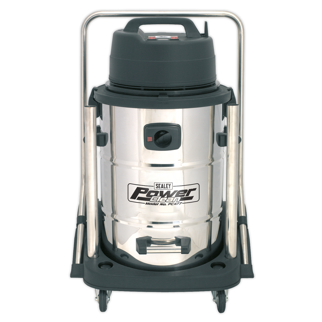 Industrial Vacuum Cleaner Wet & Dry Stainless Steel Swivel Empty 77L 2400W PC477 - BostonPlates Autocare Centre