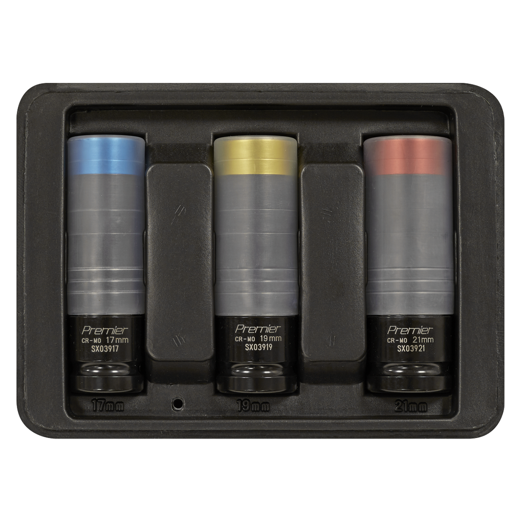 Premier Alloy Wheel Ultra-Power Impact Socket Set 1/2"Sq Drive 3pc SX039 - BostonPlates Autocare Centre