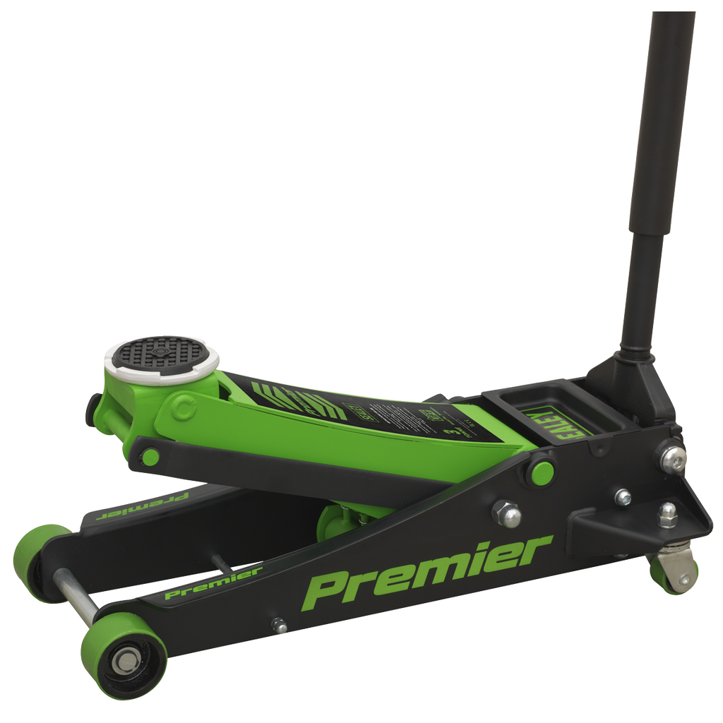 Premier Low Profile Trolley Jack with Rocket Lift 3 Tonne - Green 3040AG - BostonPlates Autocare Centre