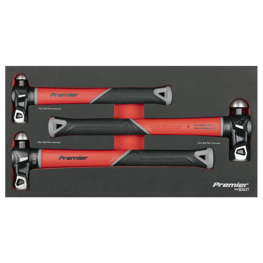 Sealey Premier Ball Pein Hammer Set with Fibreglass Shafts 3pc AK2033 - BostonPlates Autocare Centre