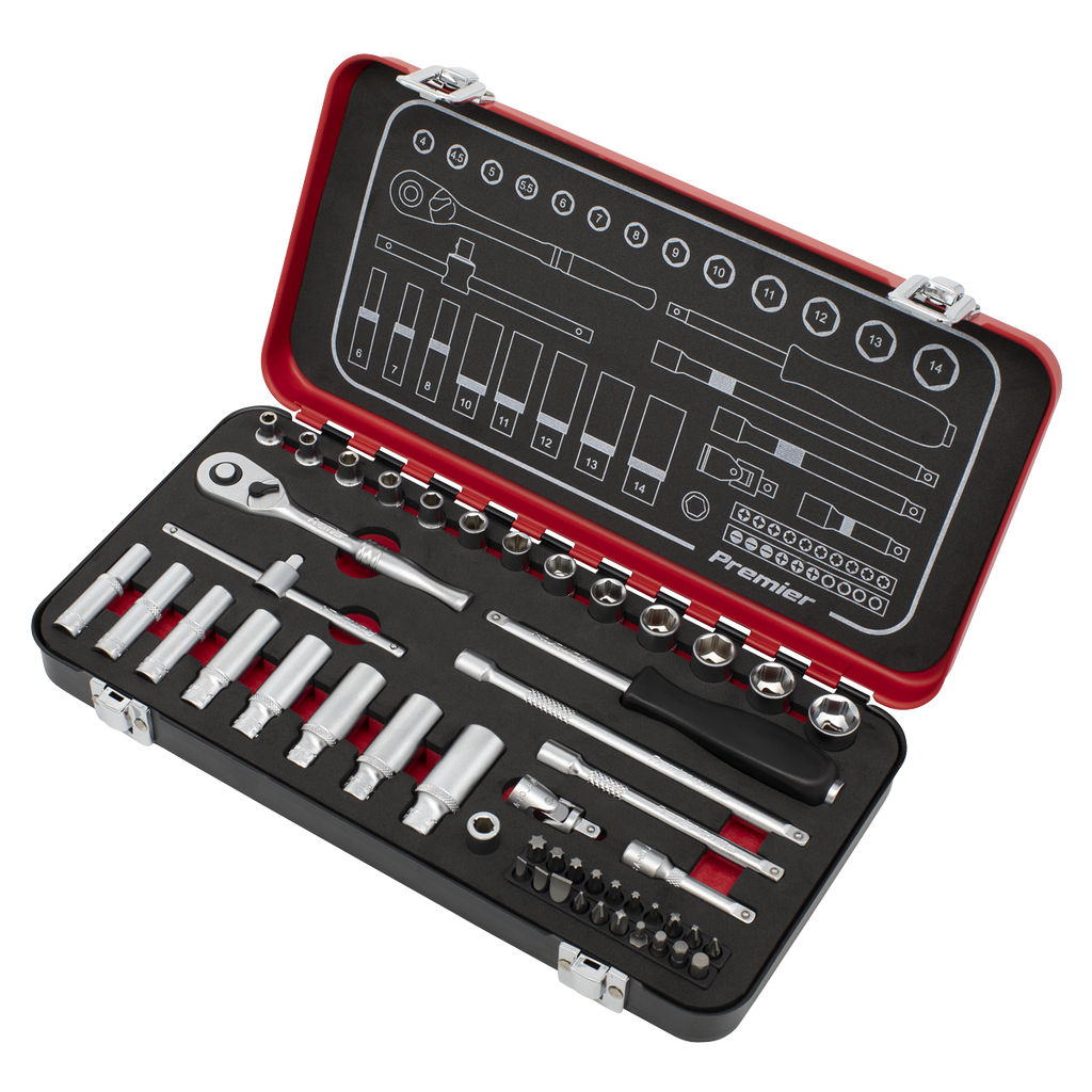 Sealey Premier Platinum Socket Set 1/4"Sq Drive 49pc AK7920 - BostonPlates Autocare Centre