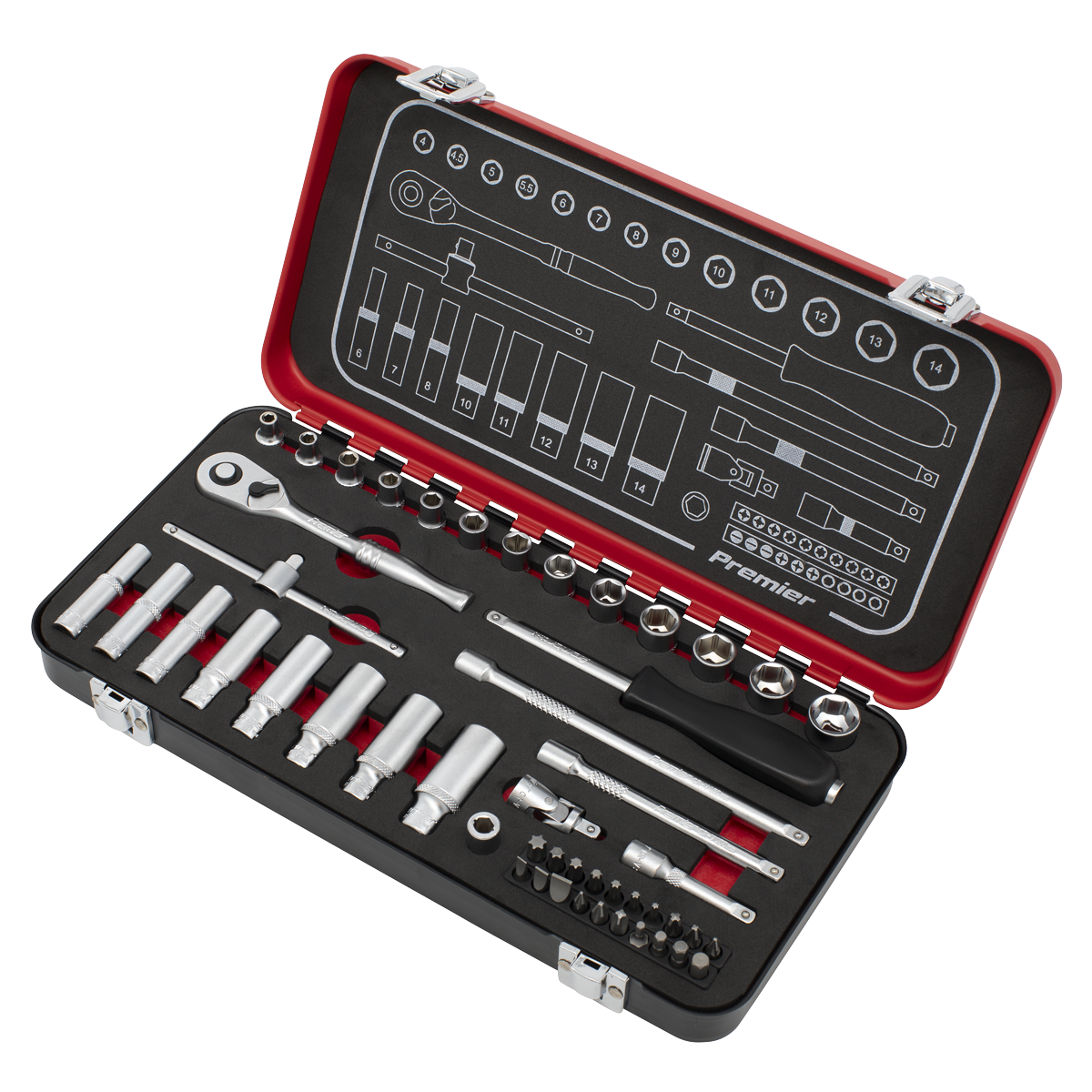 Sealey Premier Platinum Socket Set 1/4"Sq Drive 49pc AK7920 - BostonPlates Autocare Centre