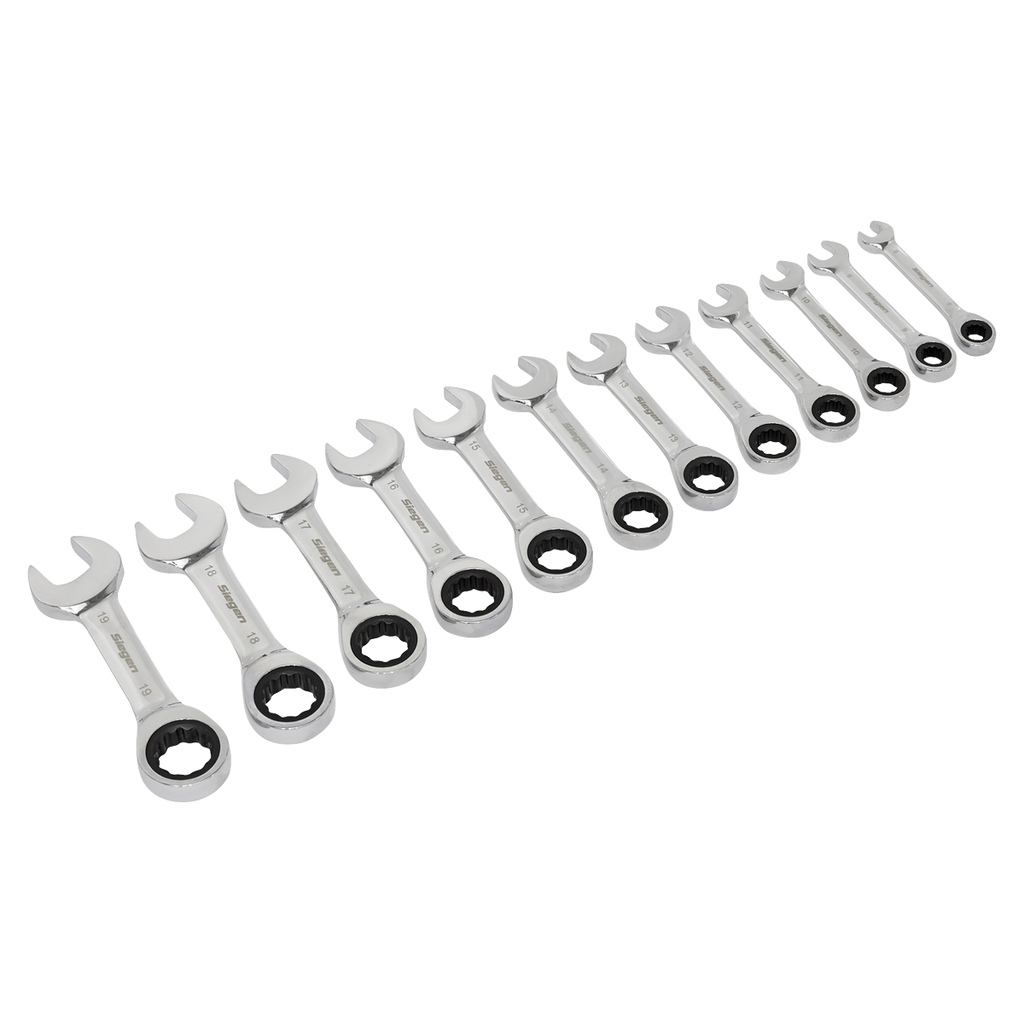 Siegen Stubby Combination Ratchet Spanner Set in EVA Foam Tray 12pc S0633 - BostonPlates Autocare Centre