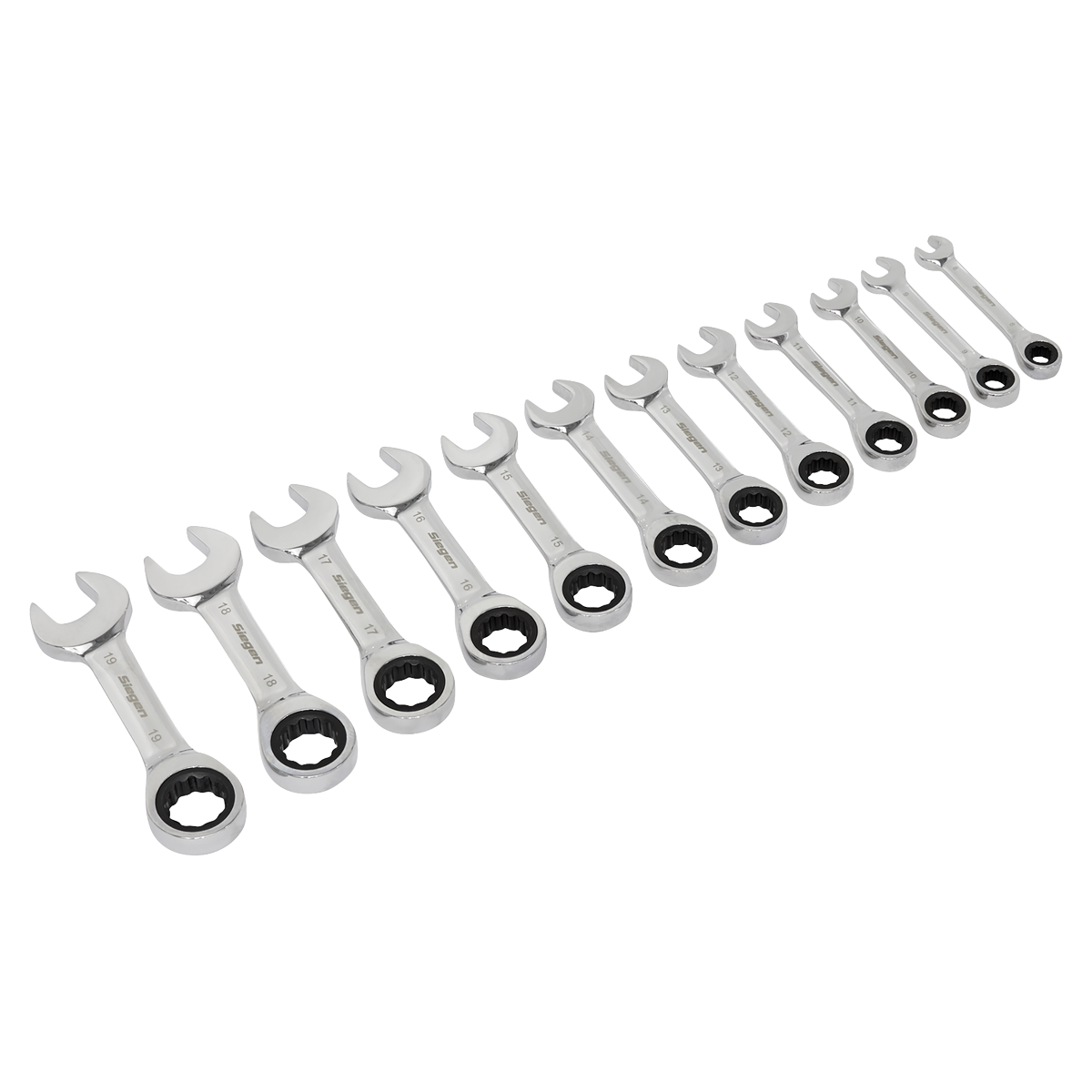 Siegen Stubby Combination Ratchet Spanner Set in EVA Foam Tray 12pc S0633 - BostonPlates Autocare Centre