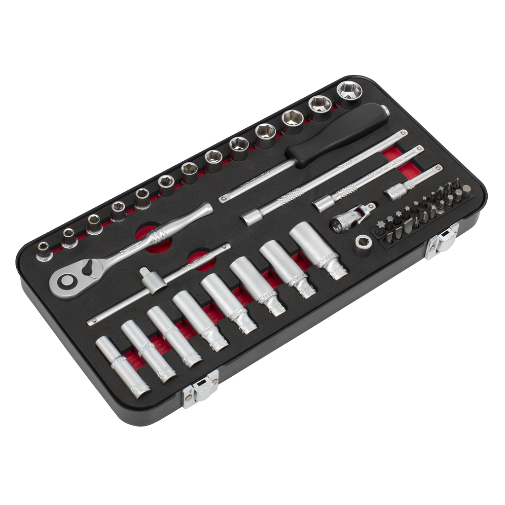 Sealey Premier Platinum Socket Set 1/4"Sq Drive 49pc AK7920 - BostonPlates Autocare Centre
