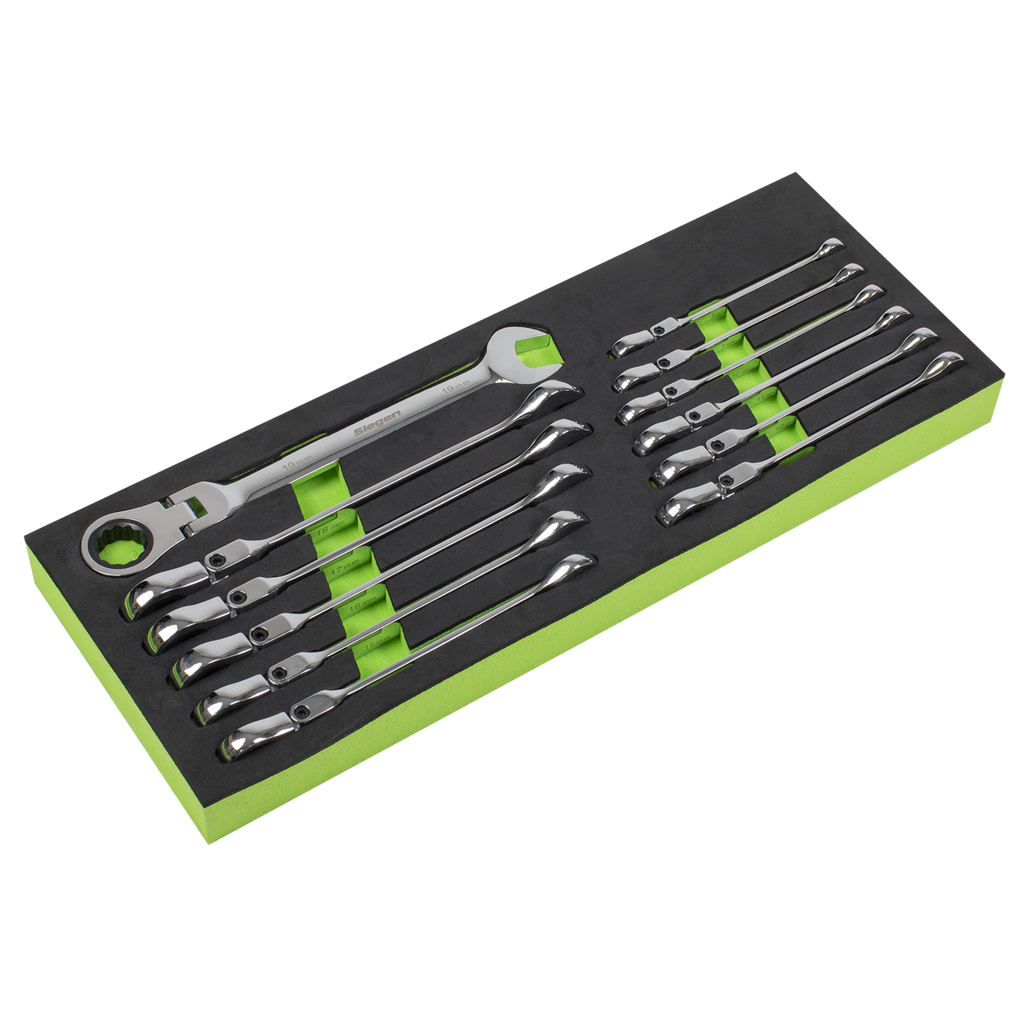 Siegen Flexi-Head Combination Ratchet Spanner Set 12pc S0635 - BostonPlates Autocare Centre