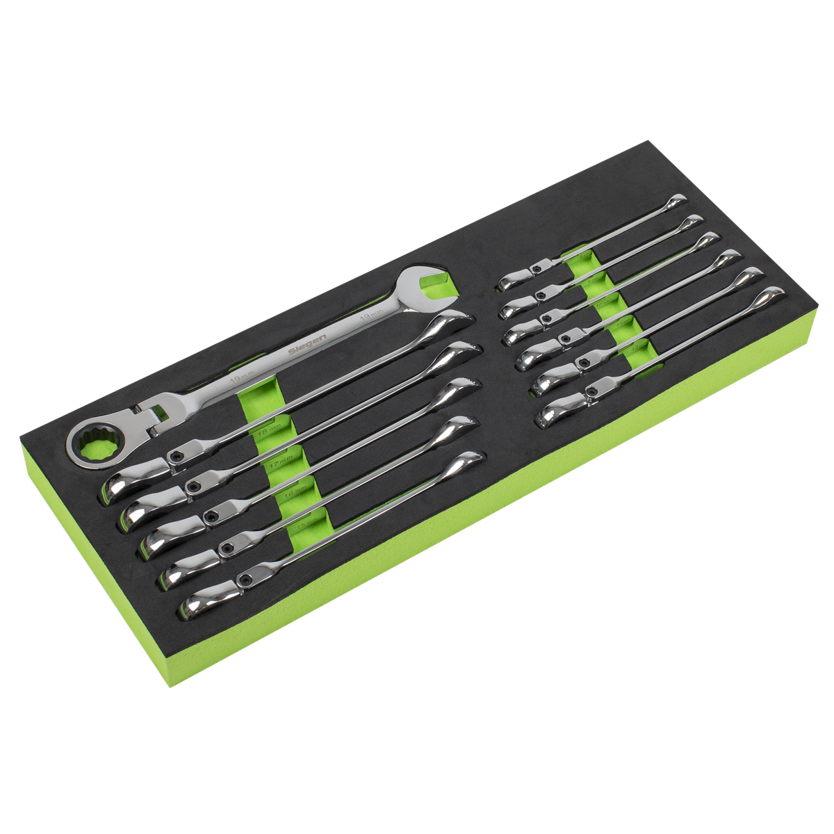 Siegen Flexi-Head Combination Ratchet Spanner Set 12pc S0635 - BostonPlates Autocare Centre