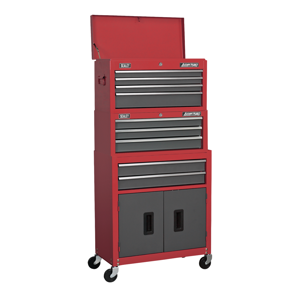 American PRO® Topchest, Mid-Box, Rollcab 9 Drawer - Red AP2200BBSTACK - BostonPlates Autocare Centre