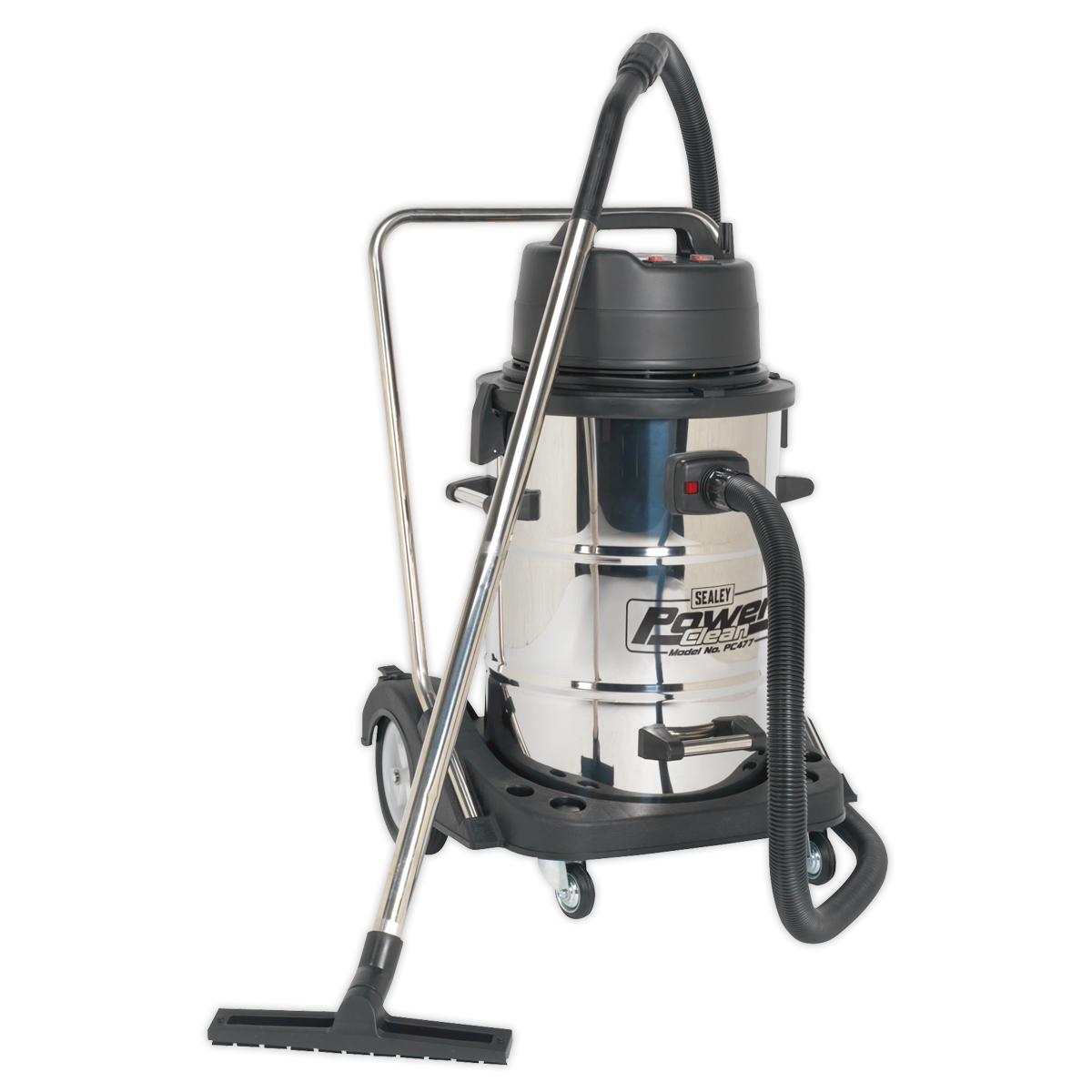 Industrial Vacuum Cleaner Wet & Dry Stainless Steel Swivel Empty 77L 2400W PC477 - BostonPlates Autocare Centre