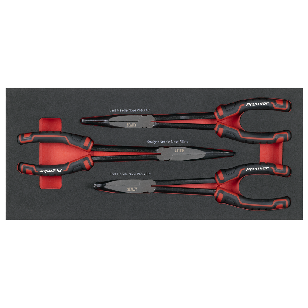 Sealey Premier Long Needle Nose Pliers Set with Tool Tray 3pc TBT58 - BostonPlates Autocare Centre