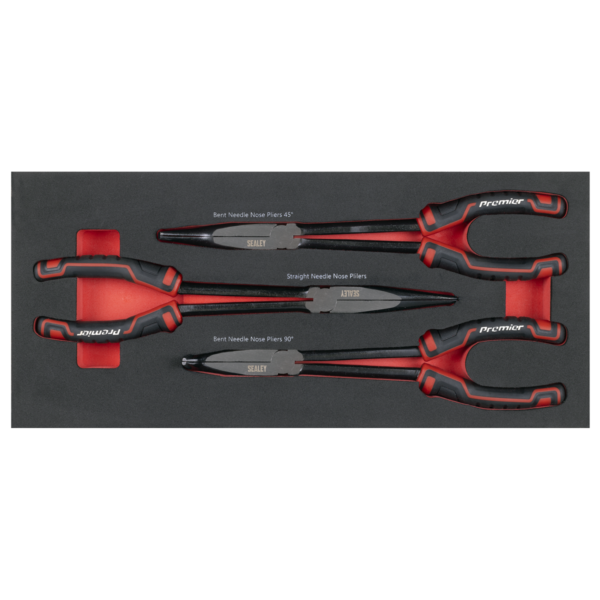 Sealey Premier Long Needle Nose Pliers Set with Tool Tray 3pc TBT58 - BostonPlates Autocare Centre