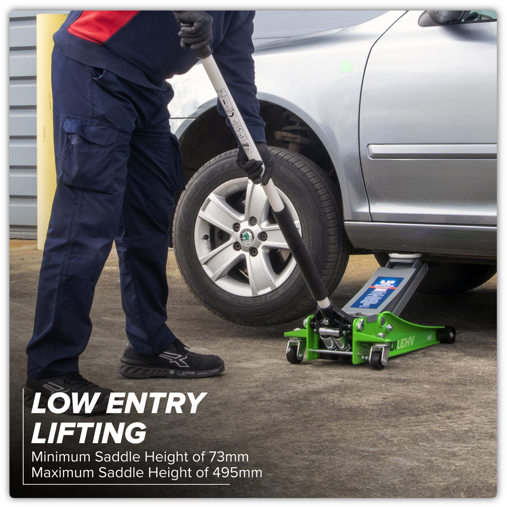 Sealey Low Profile Rocket Lift Trolley Jack 2.25 Tonne - Green 2001LEHV - BostonPlates Autocare Centre