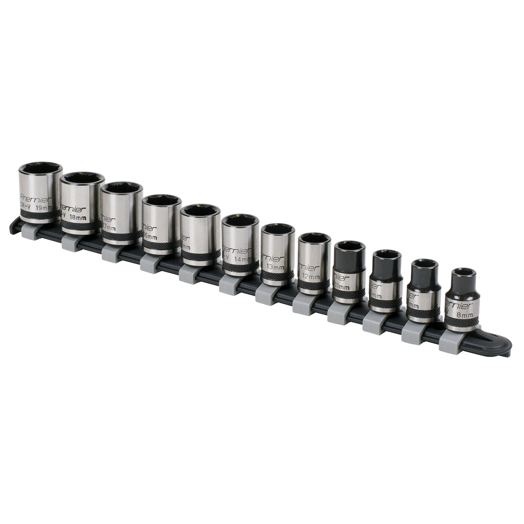 Sealey Premier Black Lock-On™ Socket Set 3/8"Sq Drive 12pc AK2741B - BostonPlates Autocare Centre