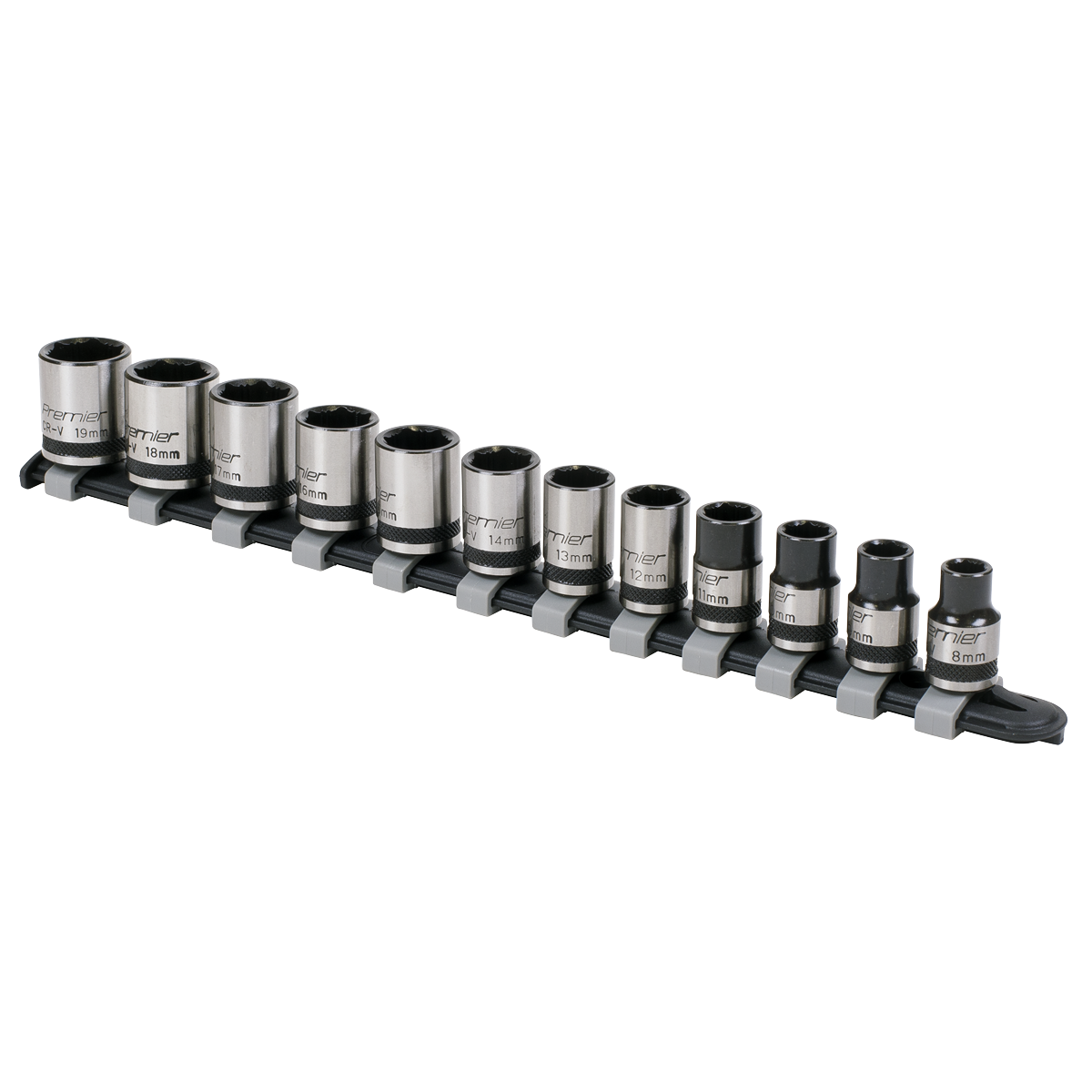 Sealey Premier Black Lock-On™ Socket Set 3/8"Sq Drive 12pc AK2741B - BostonPlates Autocare Centre
