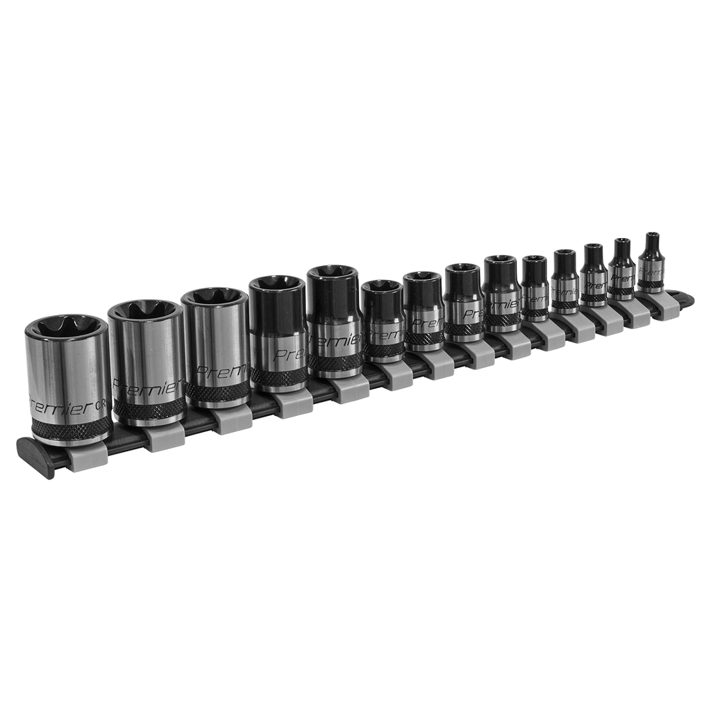 Sealey Premier Black TRX-Star* Socket Set 1/4", 3/8" & 1/2"Sq Drive E4-E24 14pc AK618B - BostonPlates Autocare Centre