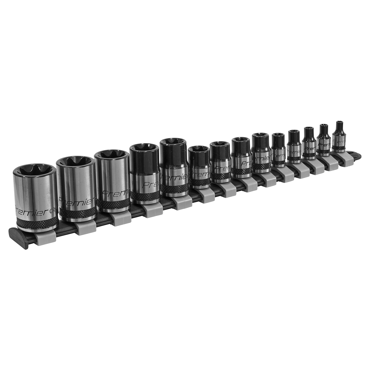 Sealey Premier Black TRX-Star* Socket Set 1/4", 3/8" & 1/2"Sq Drive E4-E24 14pc AK618B - BostonPlates Autocare Centre